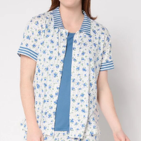 MUK LUKS Cloud Knit Collared Top, Tank and Crop Pajama Set  16311 - Picture 2 of 2